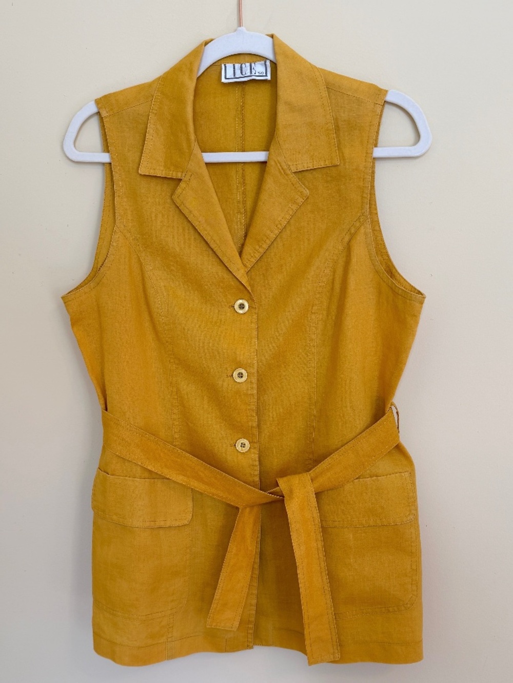 VNTG, ICE, Size 50 Italian/US 12, Mustard Yellow, Linen